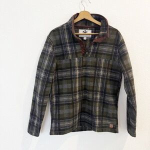 John Wayne- Men’s Plaid 1/4 Snap Button Pull Over - S